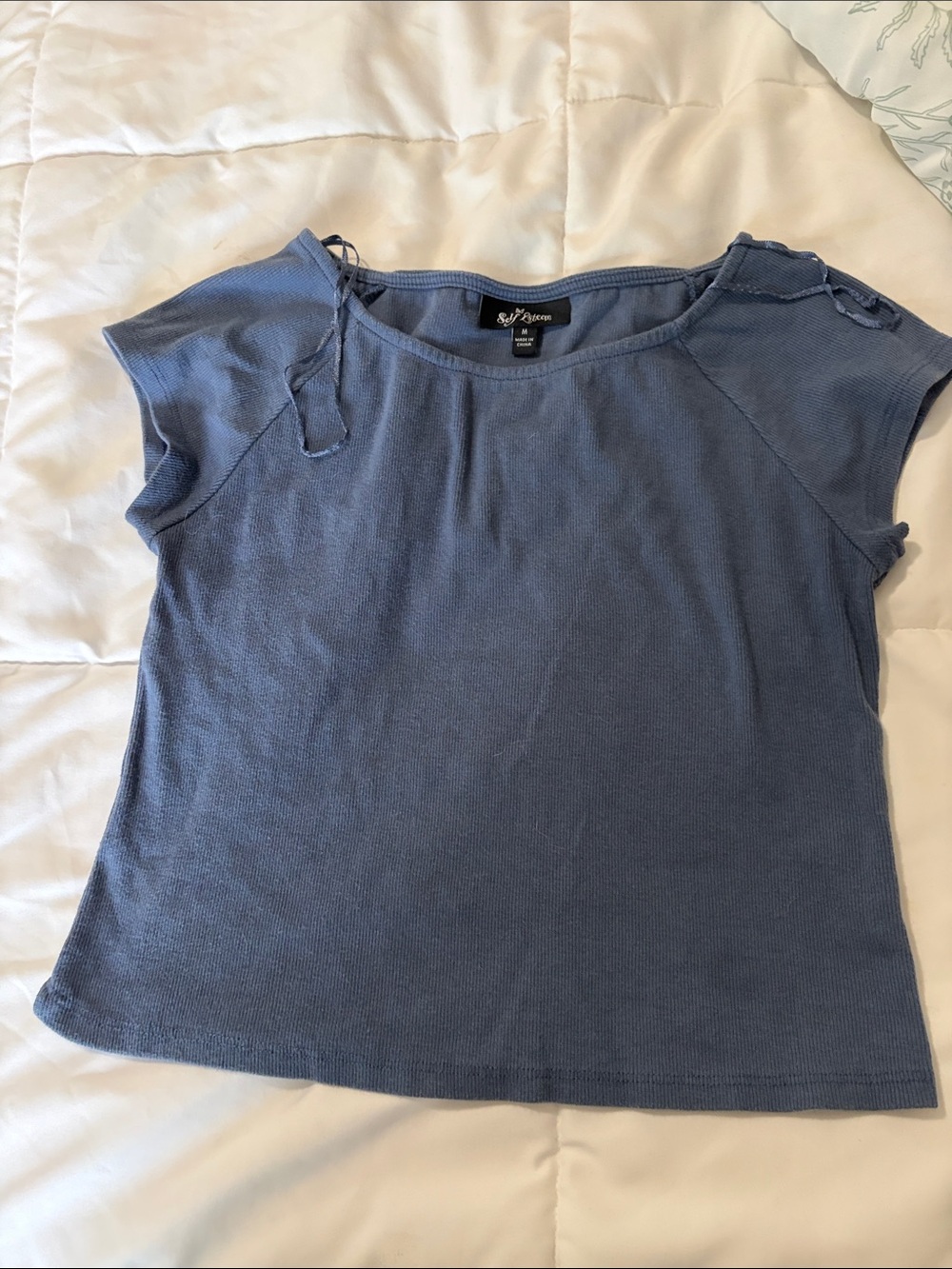 Dusty Blue Short Sleeve Knit Tee
